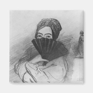 Imán Retrato de George Sand detrás de su fan