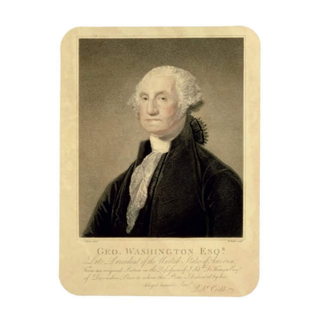 Imán Retrato de George Washington, grabado por William (Vertical)