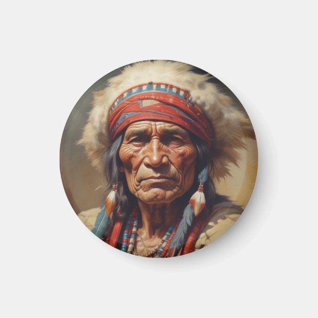 Imán Retrato de Geronimo Jefe de la India (Frente)