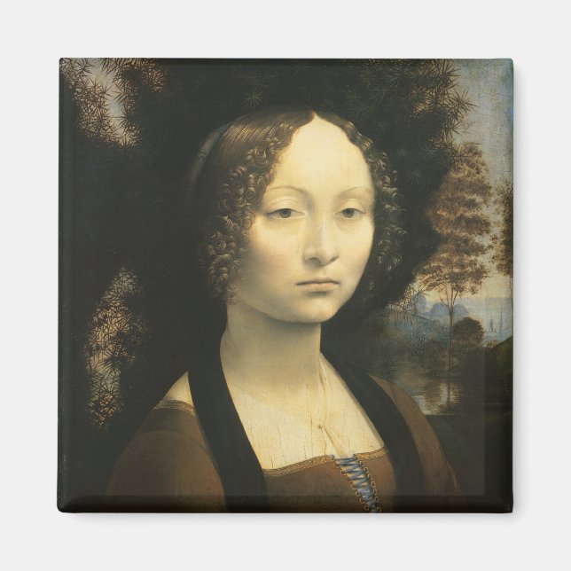 Imán Retrato de Ginevra Benci de Leonardo da Vinci (Frente)