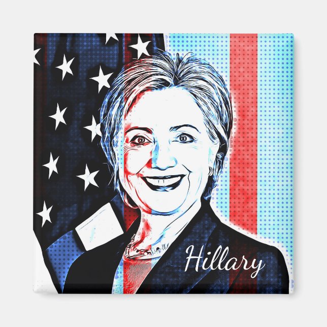 Imán Retrato de Hillary Clinton Pop Art Magnet (Frente)