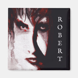 Imán Retrato de hombre de música gótica post punk arte