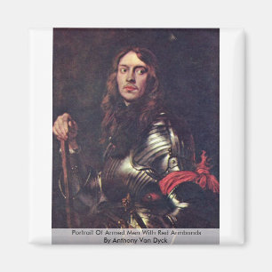 Imán Retrato de hombres armados con los brazales rojos