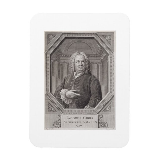 Imán Retrato de James Gibbs (1682-1754) de 'Plans, S (Vertical)