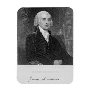 Imán Retrato de James Madison, grabado por Guillermo A.