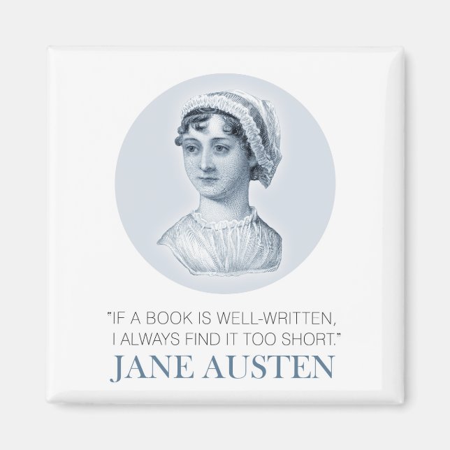 Imán Retrato de Jane Austen y cita para leer (Frente)