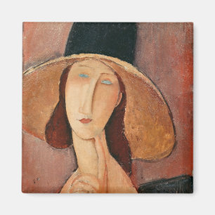 Imán Retrato de Jeanne Hebuterne en un gran gorra