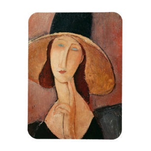 Imán Retrato de Jeanne Hebuterne en un gran gorra