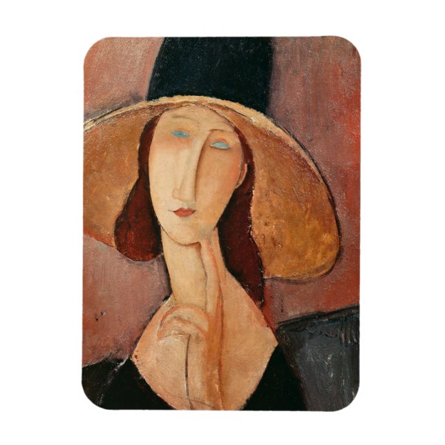 Imán Retrato de Jeanne Hebuterne en un gran gorra (Vertical)