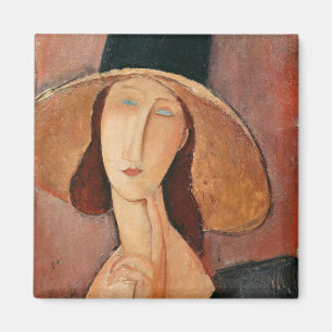 Imán Retrato de Jeanne Hebuterne en un gran gorra