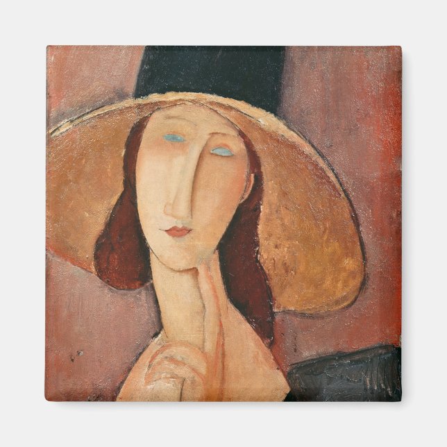 Imán Retrato de Jeanne Hebuterne en un gran gorra (Frente)