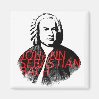 Imán Retrato de Johann Sebastian Bach y letras rojas