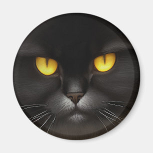Imán Retrato de la cara de un gato persa negro furioso