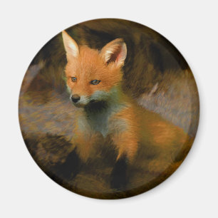 Imán Retrato de Little Baby Fox Cub