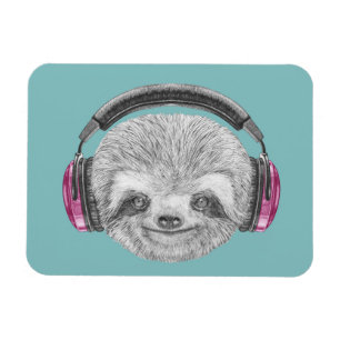 Imán Retrato de los auriculares que llevan de la pereza