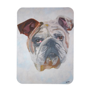 Imán Retrato de Mascota artístico de Bulldog estadounid