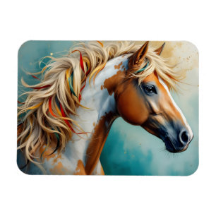 Imán Retrato de Palomino Paint Mustang