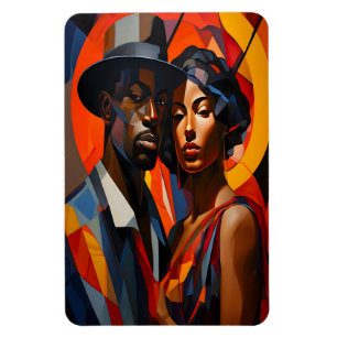 Imán Retrato de Pareja Cubismo Abstracto en Negrita – A