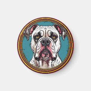 Imán Retrato de perro con fondo inspirado en mosaico