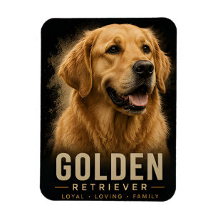 Imán Retrato de perro de familia cariñoso y leal Retrie
