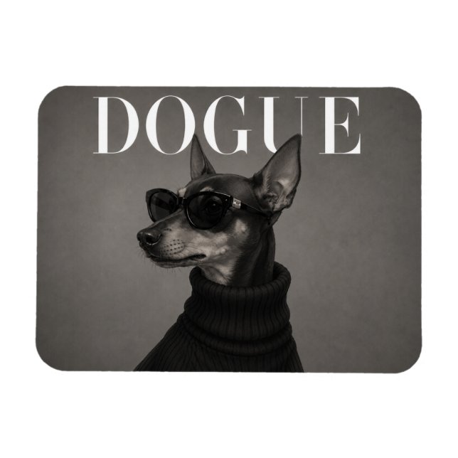Imán Retrato de perro de moda de lujo Pinscher Miniatur (Horizontal)