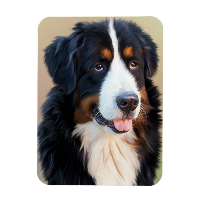 Imán Retrato de perro de montaña de Bernese (Vertical)