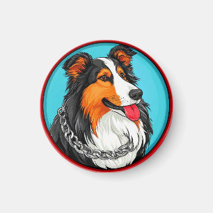 Imán Retrato de Perro Estilo Artístico Ornamentado