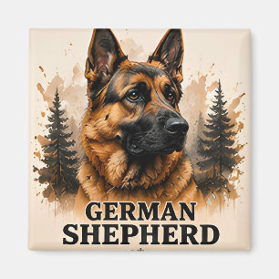 Imán Retrato de perro guardián Pastor Alemán Arte