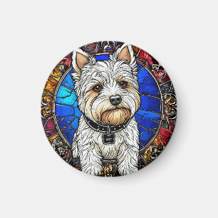 Imán Retrato de perro Terrier Blanco