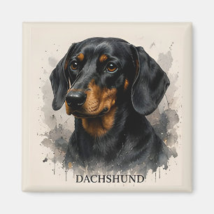 Imán Retrato de perro vienés Dachshund Arte Premium