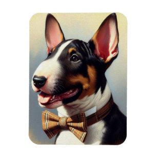 Imán Retrato de pintura de Bull Terrier de época