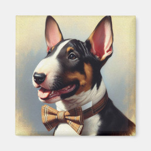 Imán Retrato de pintura de Bull Terrier de época