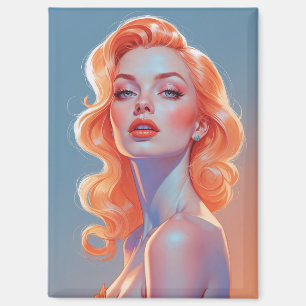 Imán Retrato de pinza de pelo naranja