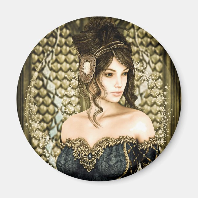 Imán Retrato de princesa de cuento de hadas encantado (Frente)
