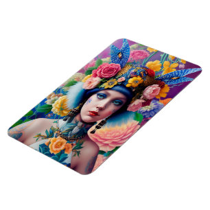 Imán Retrato de princesa floral