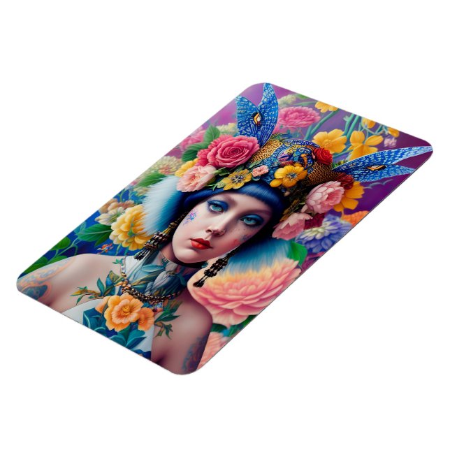 Imán Retrato de princesa floral (Lado Izquierdo)