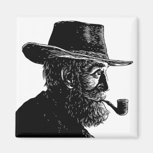 Imán Retrato de puntos y líneas: anciano sabio fumando