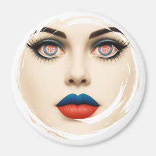 Imán Retrato de rostro con bandera croata – Ojos y labi