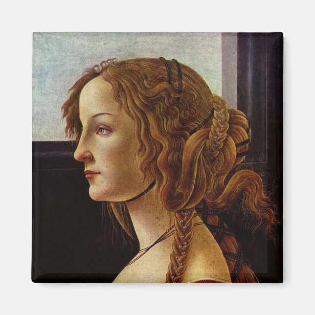 Imán Retrato de Simonetta Vespucci por Botticelli (Frente)