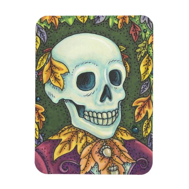 IMÁN RETRATO DE SKELETON, HALLOWEEN AUTUMN SKULL MAGNET (Vertical)