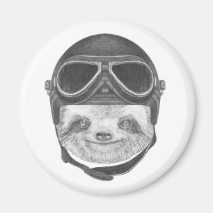 Imán Retrato De Sloth Casco antiguo