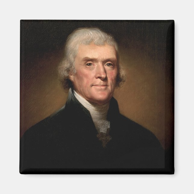 Imán Retrato de Thomas Jefferson (por Rembrandt Peale) (Frente)