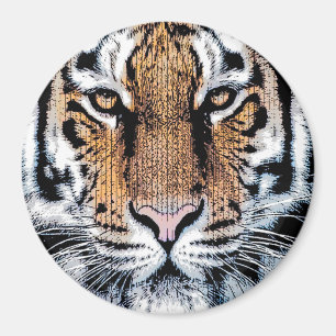 Imán Retrato de tigres en estilo de prensa gráfica