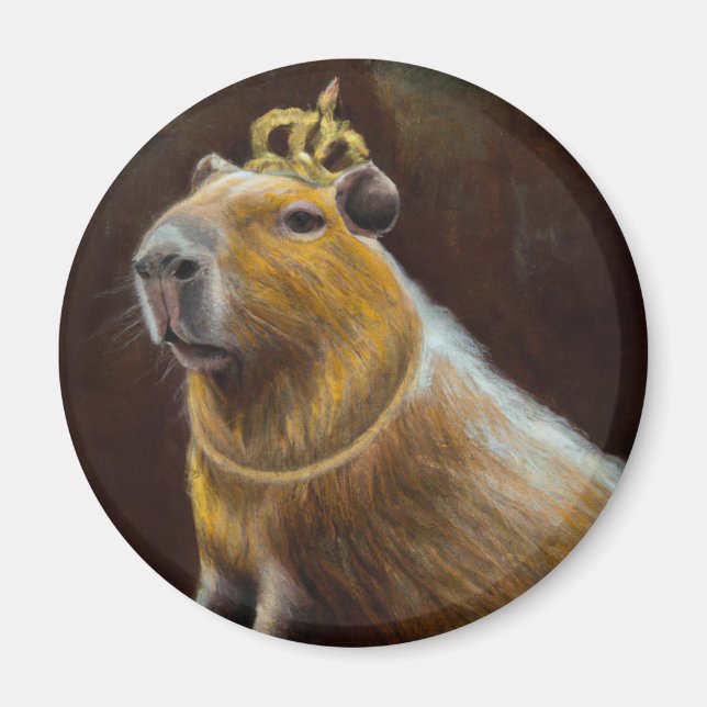 Imán Retrato de un carpincho con ropa real medieval (Frente)
