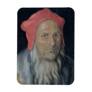 Imán Retrato de un hombre barbudo en Red Hat, 1520