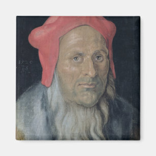 Imán Retrato de un hombre barbudo en Red Hat, 1520