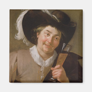 Imán Retrato de un hombre que sostiene una copa de vino