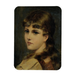 Imán Retrato de una chica joven (aceite en el panel)
