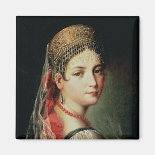 Imán Retrato de una chica joven en Sarafan y