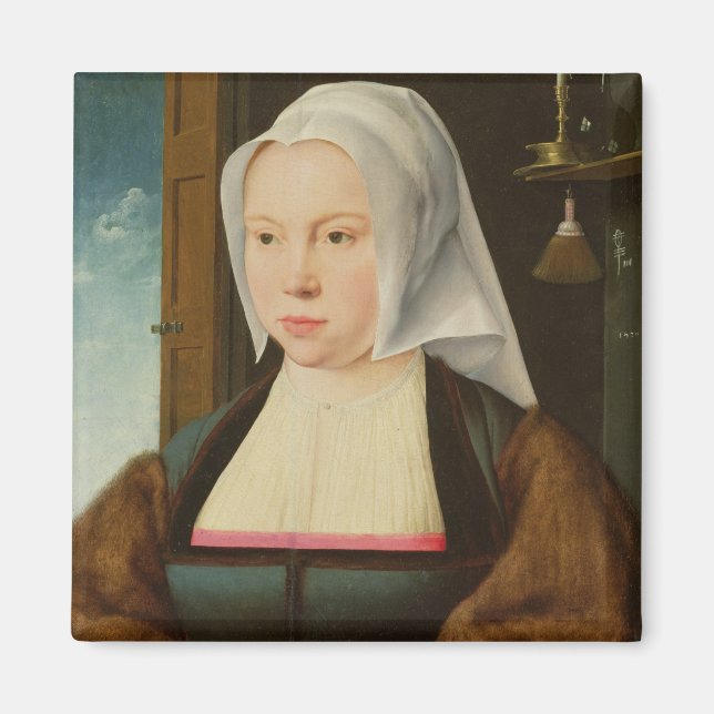 Imán Retrato de una dama desconocida, 1527 (aceite en e (Frente)